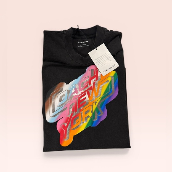 Coach Tops - Coach Oversized Washed Black Rainbow Tee 22 ptp